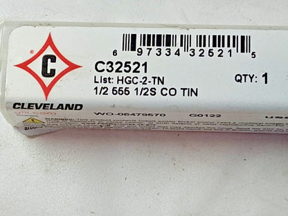 Cleveland Cobalt Square End Mill 1/2" Dia 1" LOC 2FL C32521