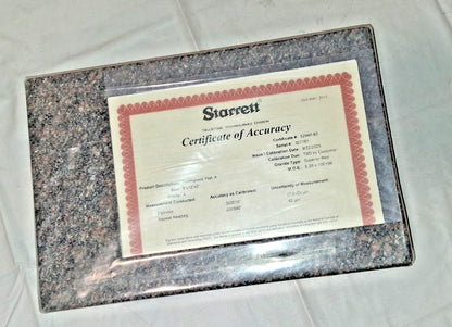 Starrett Inspection Surface Plate 12" W 8" L 2" T Granite No Ledge Grade A 88803