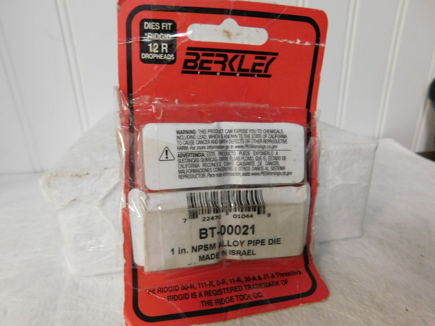 Berkley  Right Hand Alloy Steel Pipe Threader Die QTY 4 BT-00021