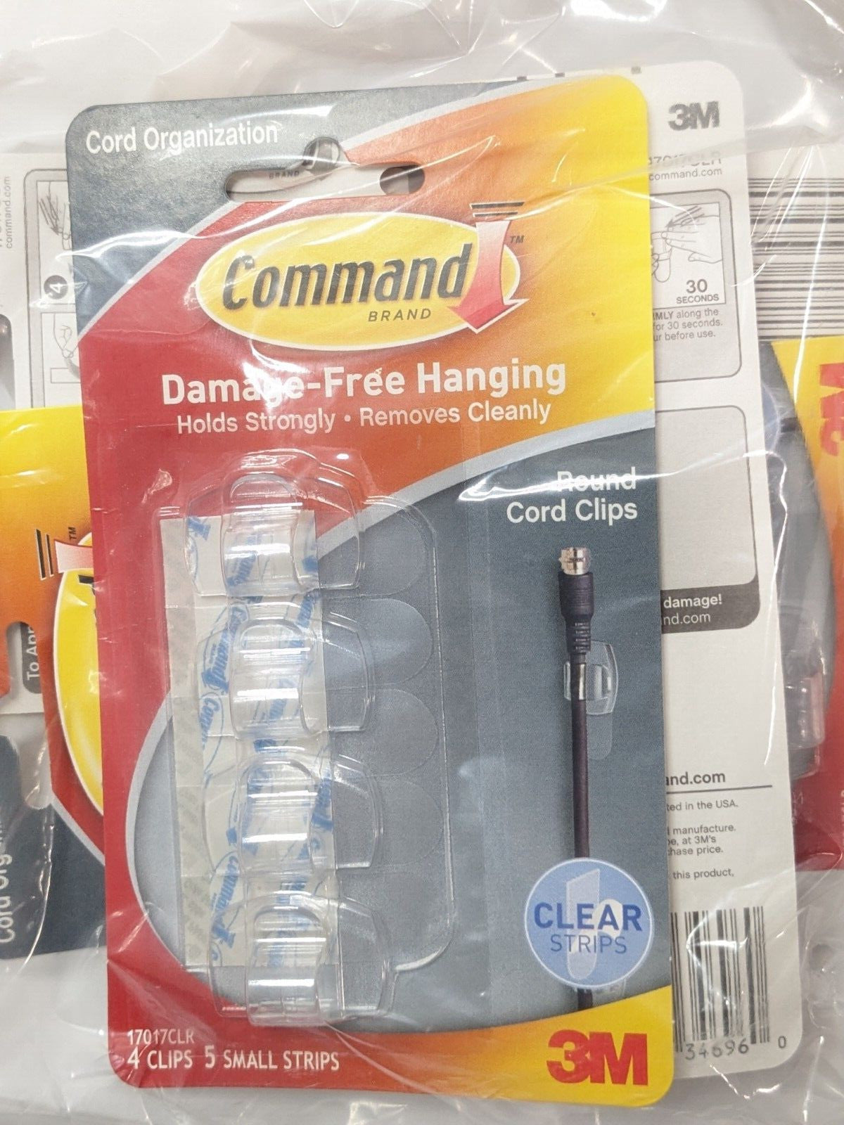LOT of 24 3M Command Clear Round Cord Clips 17017CLRES 7100027385