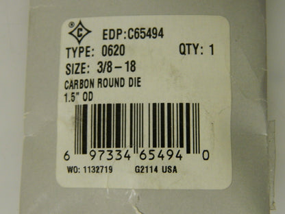 Cle-Line Carbon Steel Round Adjustable Die 3/8-18 1-1/2" QTY 2  C65494