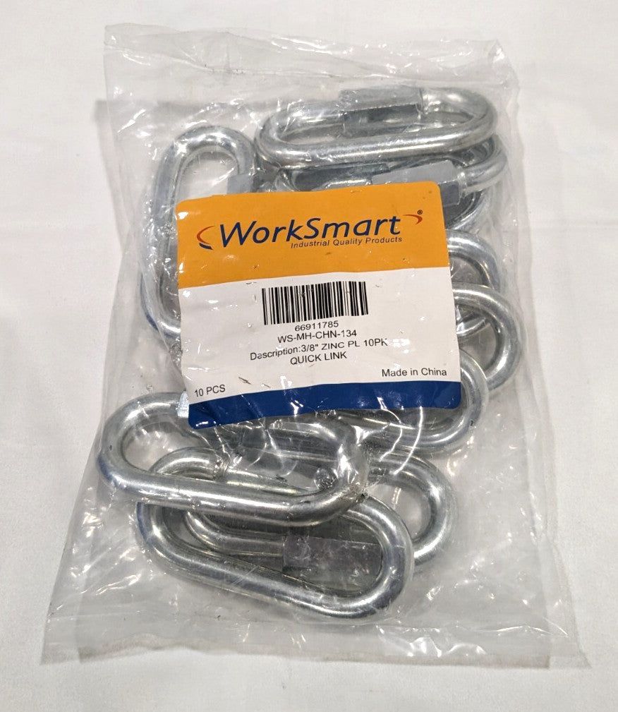 WorkSmart Quick Link - 3/8" Zinc Plated  2300LB WLL   *QTY 10*   WS-MH-CHN-134