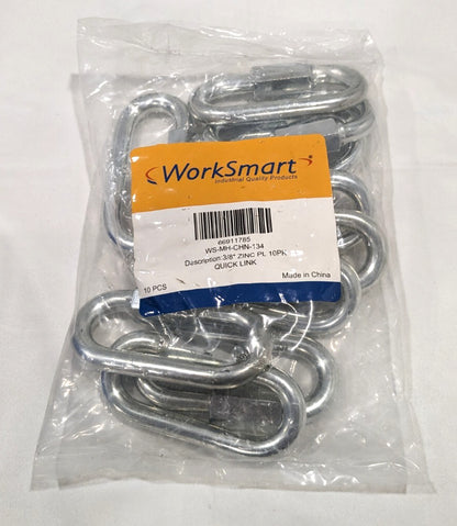 WorkSmart Quick Link - 3/8" Zinc Plated  2300LB WLL   *QTY 10*   WS-MH-CHN-134