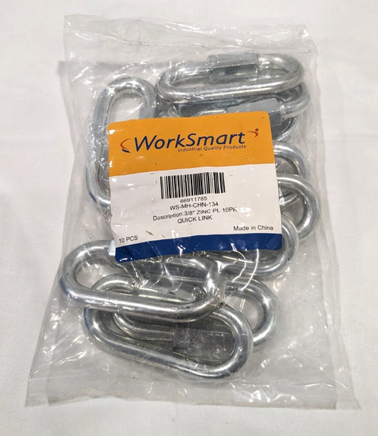 WorkSmart Quick Link - 3/8" Zinc Plated  2300LB WLL   *QTY 10*   WS-MH-CHN-134