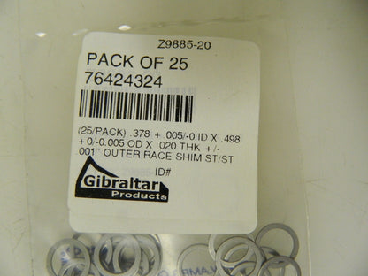 Gibraltar Round Shim 75 Pack 0.02" Thick 0.378-0.383"  x 0.493-0.498" 76424324
