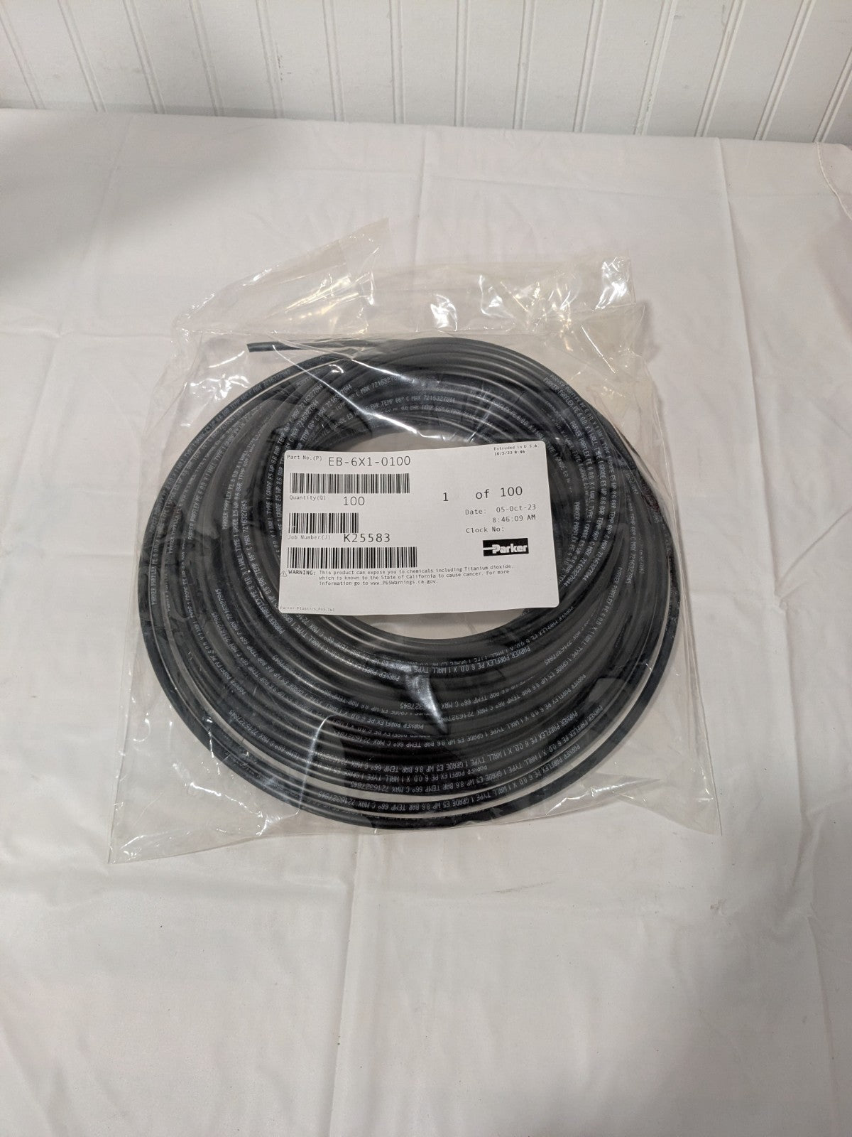 Parker Black Polyethylene Tube: 100' Long, 4mm I.D. EB-6X1-0100-DUP