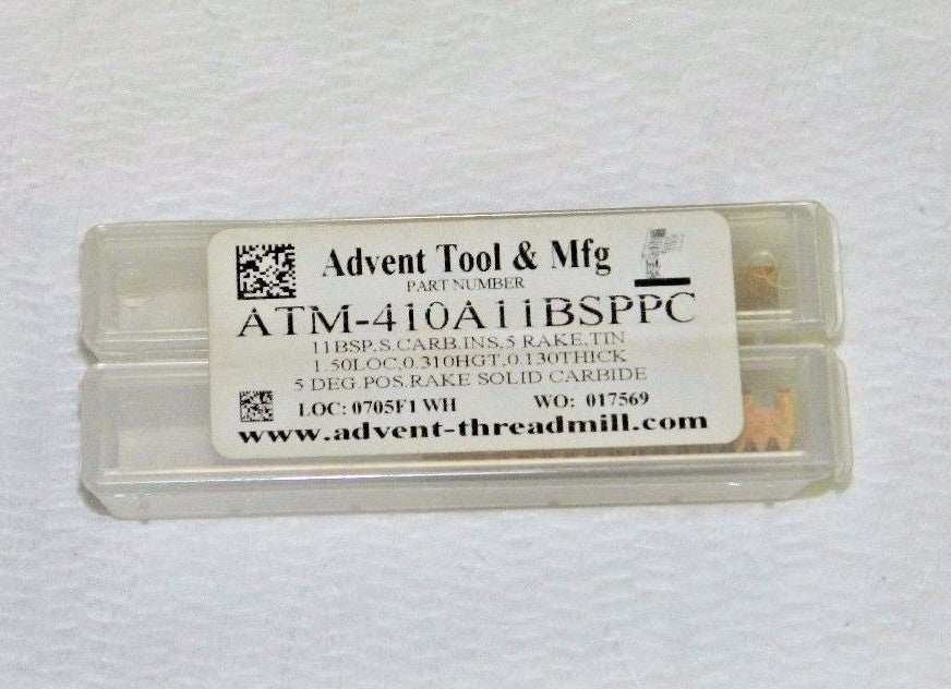 Advent Tool Solid Carbide Threadmill Inserts 5 Rake TiN ATM-410A11BSPPC
