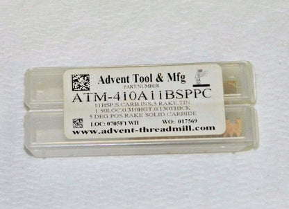 Advent Tool Solid Carbide Threadmill Inserts 5 Rake TiN ATM-410A11BSPPC