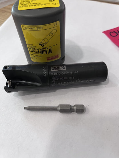 Sandvik Coromant Indexable Square-Shoulder End Mill RA390-025M19-11M, 1" Cut Dia
