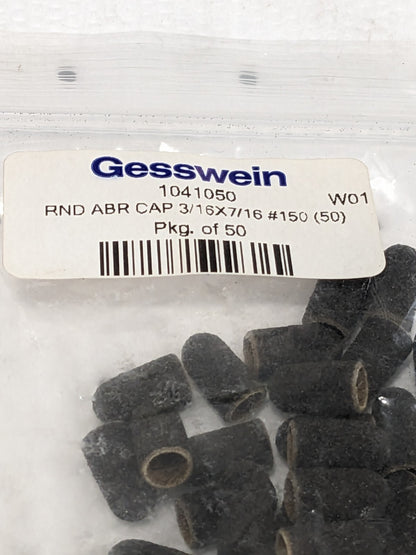 Gesswein Abrasive Caps - Round Top 3/16" x 7/16", 150 Grit Qty 100 1041050