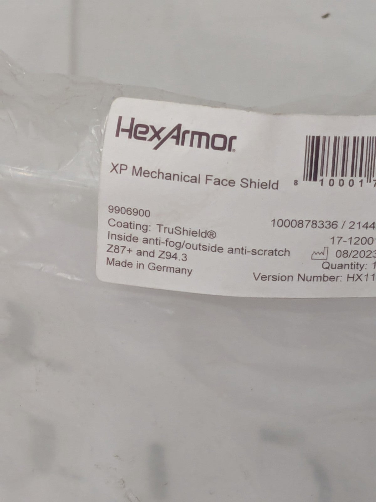HexArmor Hard Hat Faceshield: Polycarbonate, 10" High, 11" Wide 17-120