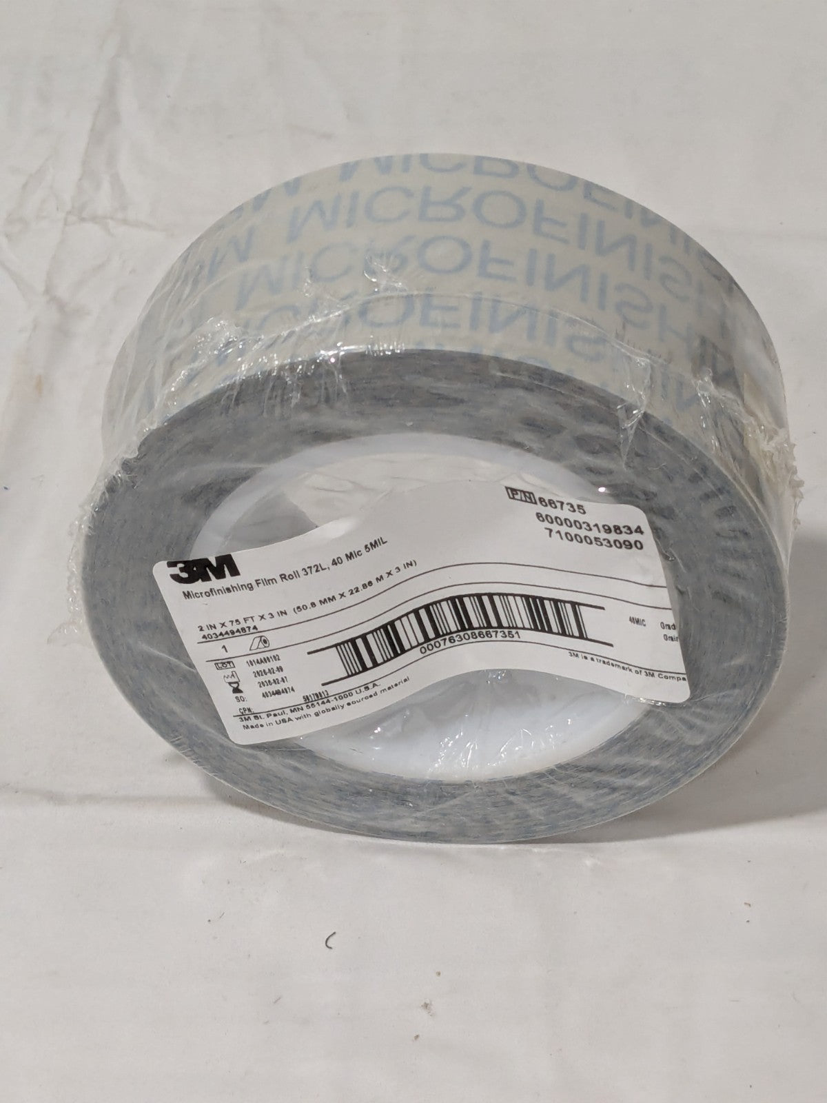 3M 372L Microfinishing Film 40 Mic 5 Mil 2" x 75' x 3" Roll 66735