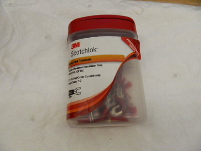 3M ForkTerminal 100pk Red Nylon #8 Stud Size 22 AWG  18 AWG MNG18-8FLX