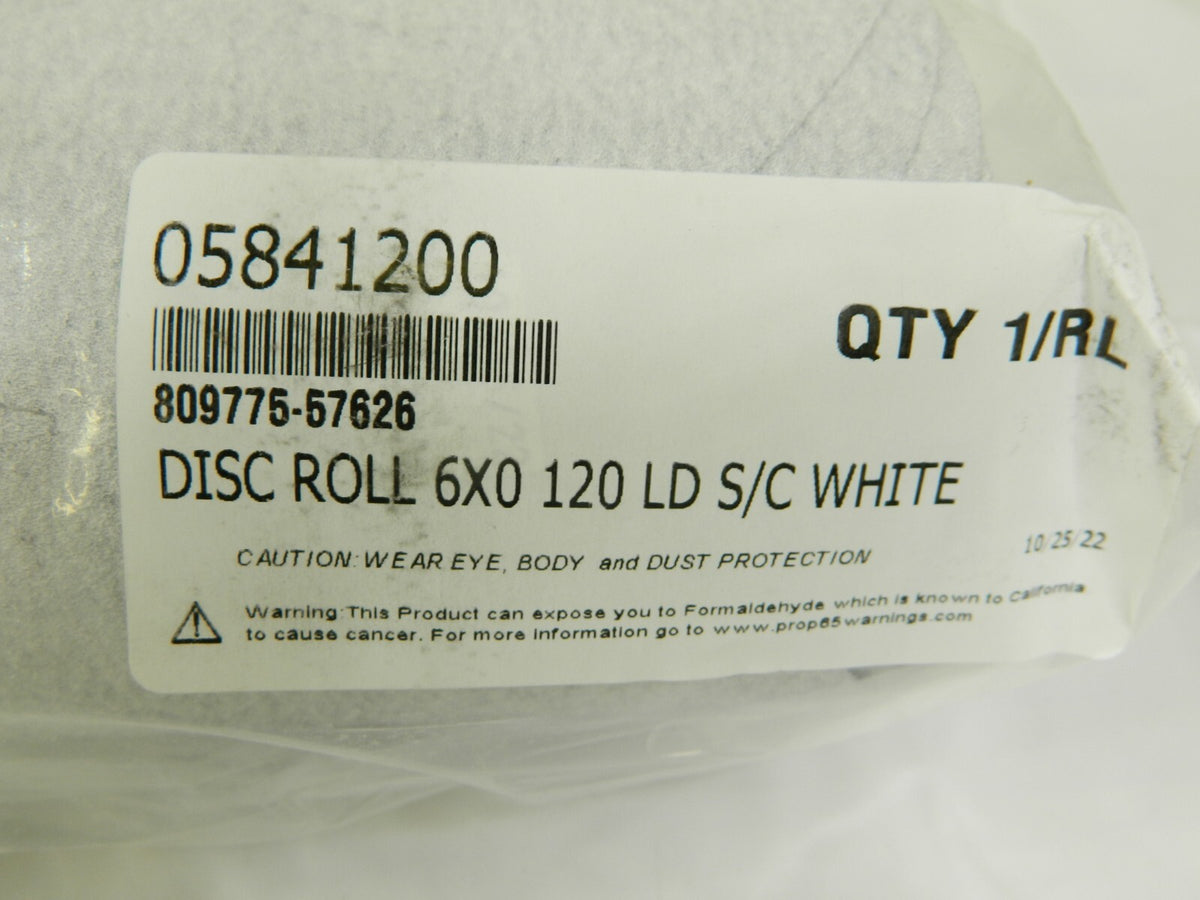 Disc Roll: 6 Dia, 120 Grit, Silicon Carbide Qty 2 Rolls (200 Pcs) 809775-57626