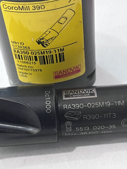 Sandvik Coromant Indexable Square-Shoulder End Mill RA390-025M19-11M, 1" Cut Dia
