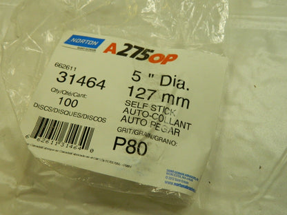 NORTON PSA Disc: 5" Disc Dia, 80 Grit, Aluminum Oxide 66261131464