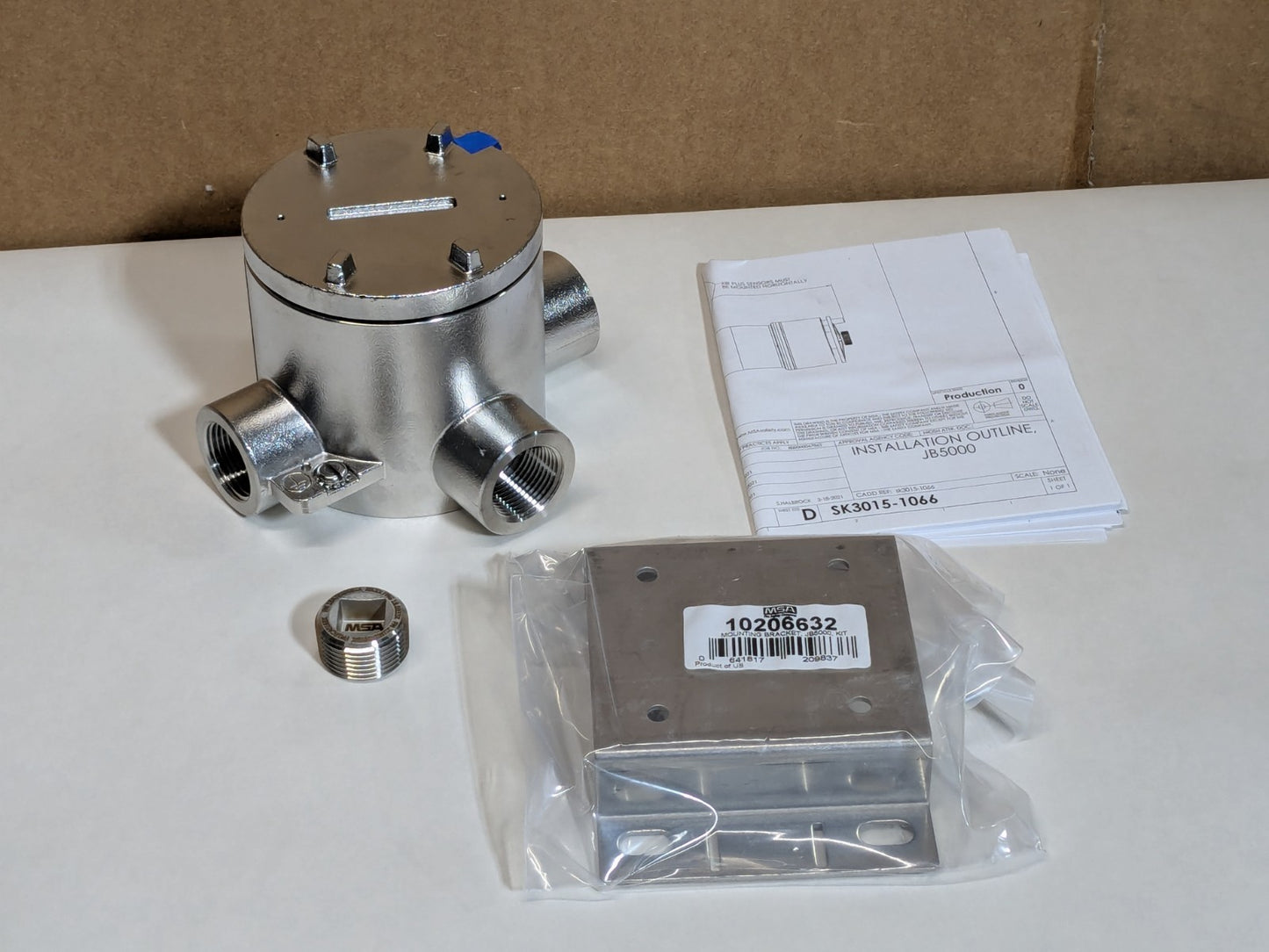 MSA JB5000 Junction Box for X/S500 Sensors 3/4" NPT Stainless Steel
