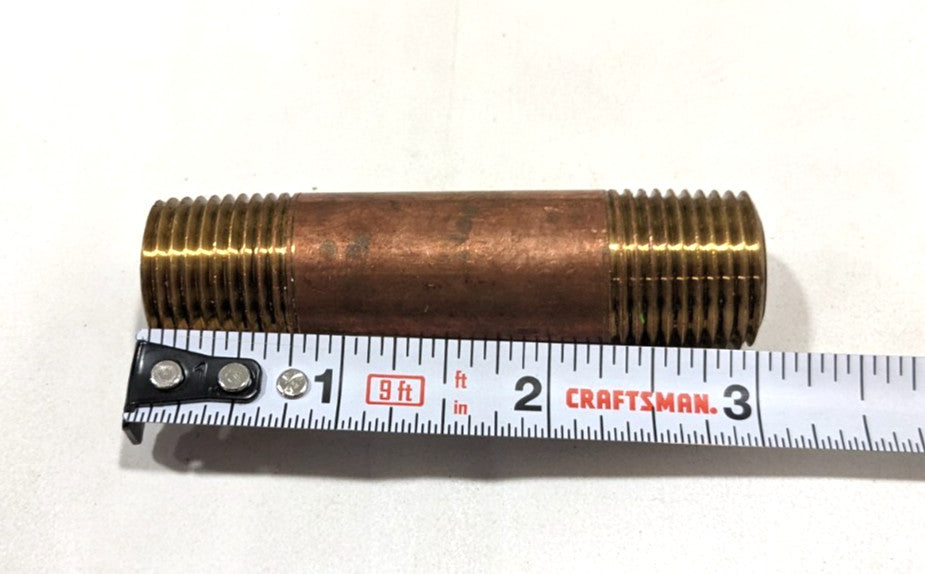 MERIT BRASS Pipe Nipple   1/2" NPT Thread   3" OAL   2108-300