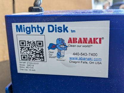 Abanaki Mighty Disk Tramp Oil Skimmer 18" Diameter 7" Reach 110v SMD18