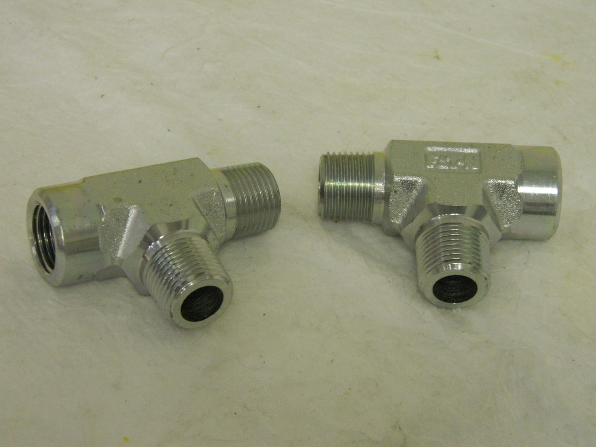 Eaton Steel Run Tee 3/8" Male X 3/8" Female NPT QTY 2  C3805X6