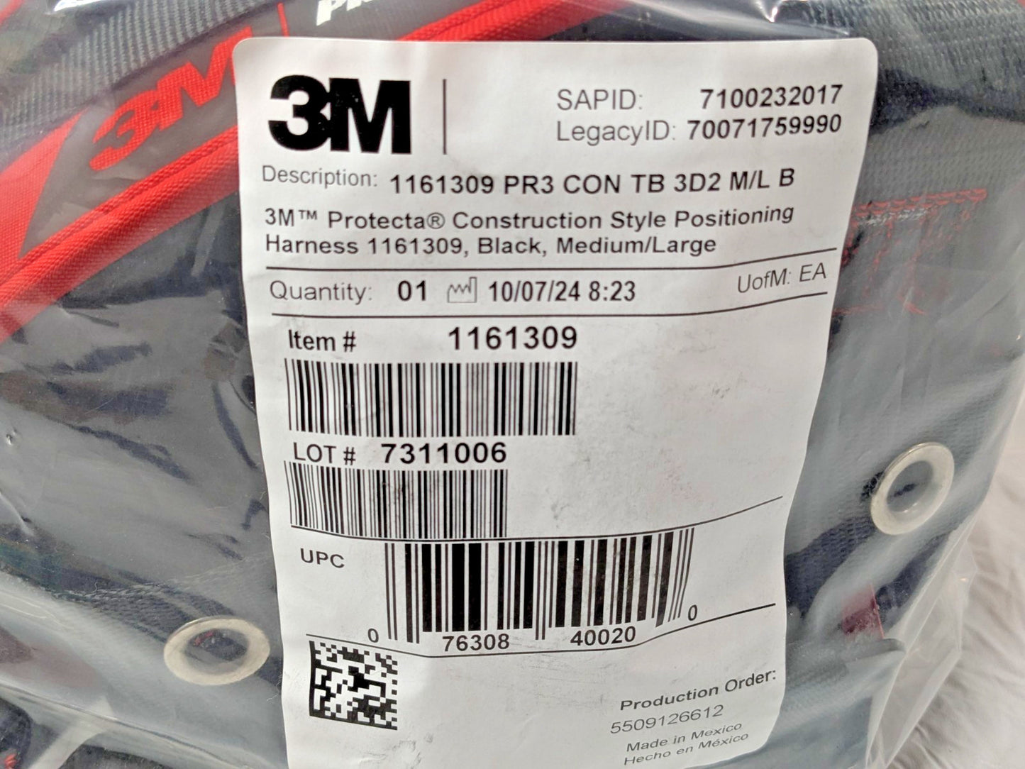 3 Protecta Construction Style Positioning Harness Black MED/LRG 7100232017