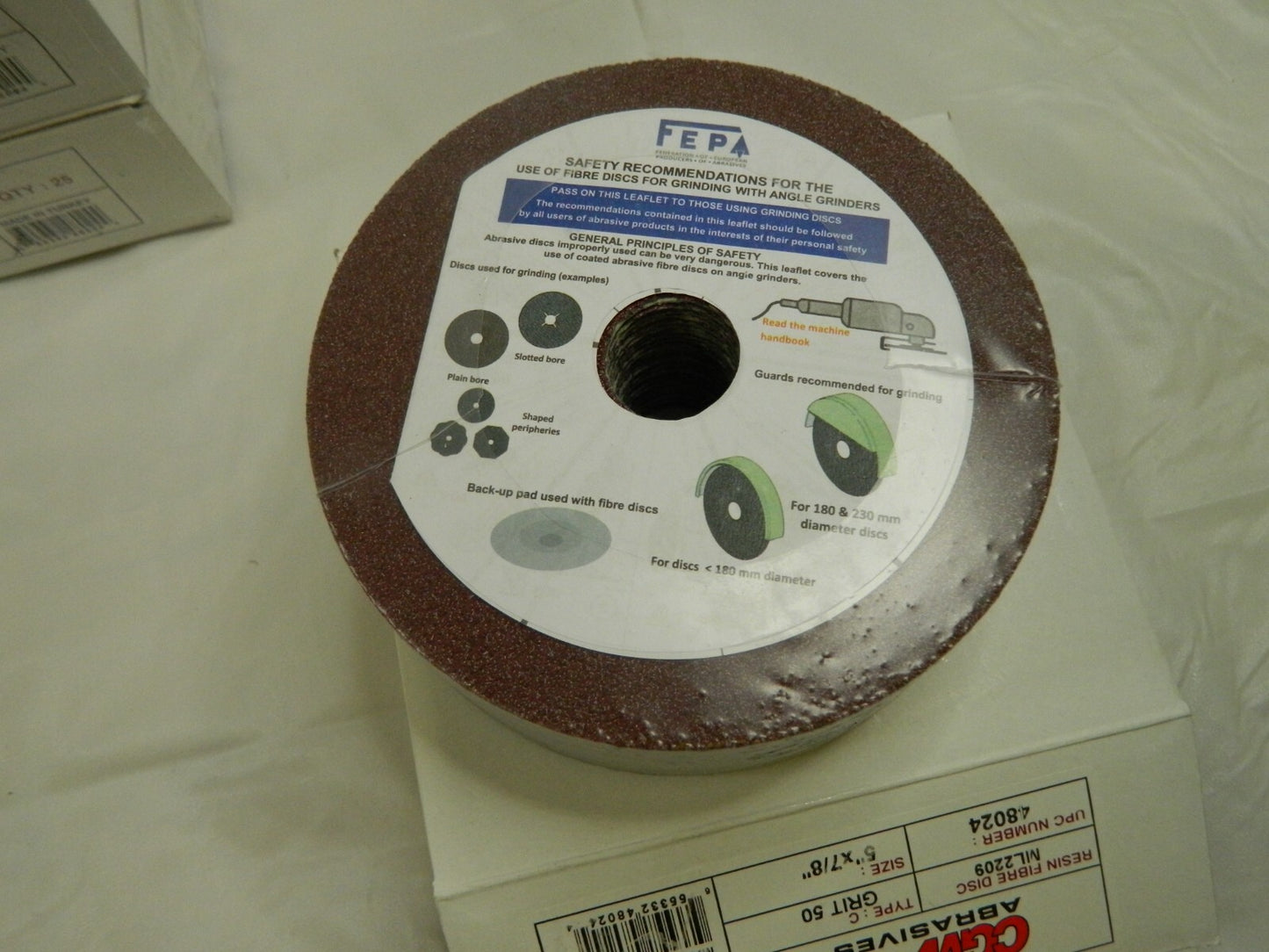 CGW ABRASIVES Fiber Disc: 5 Disc Dia, 7/8 Hole, 50 Grit, qty 100 48024