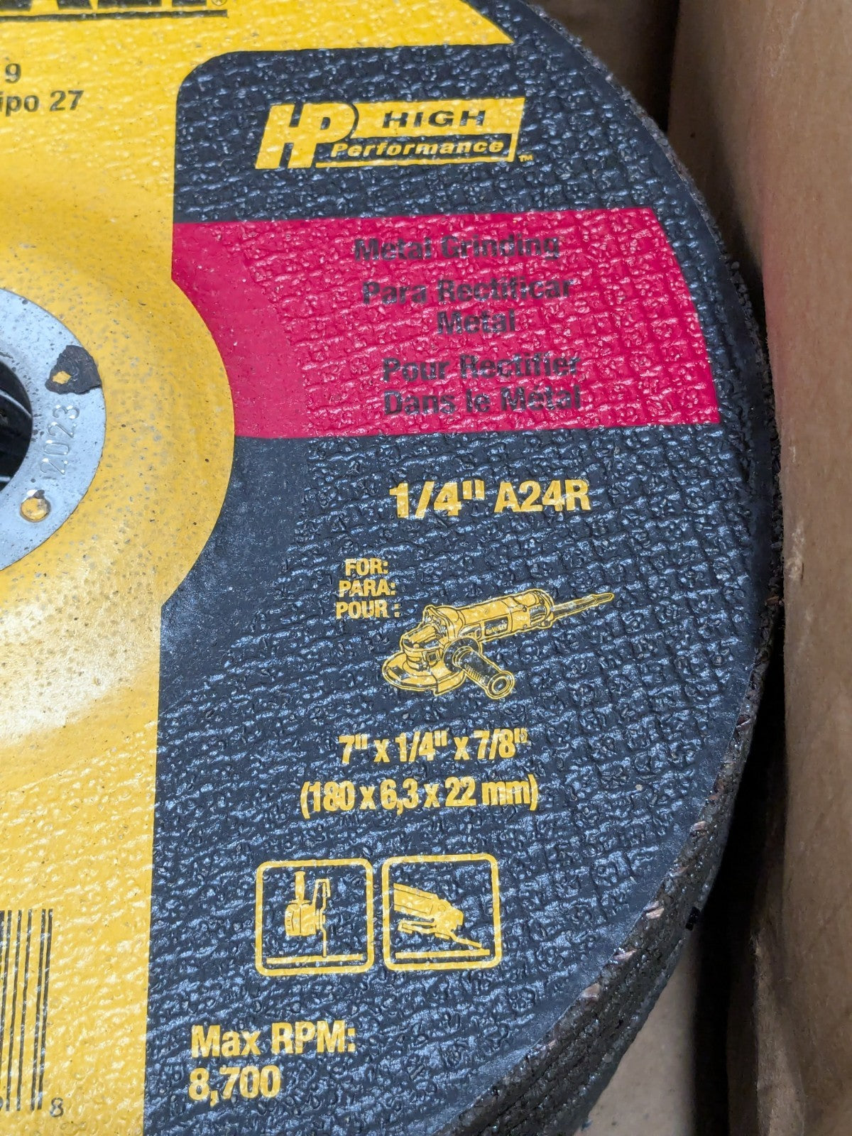 (10) DeWALT Depressed-Center Wheel Type 27, 7" Dia, 1/4" Thick, 7/8" Hole DW4719