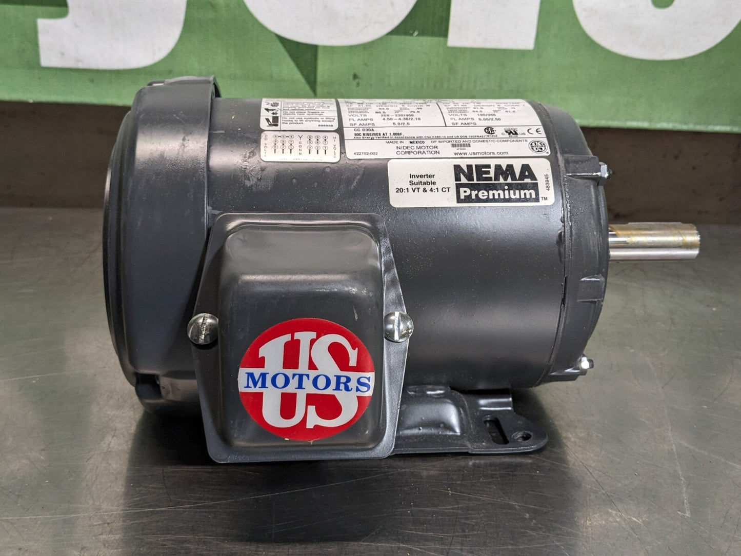 US Motors U32P2D General Purpose Motor 1.5 HP 208-230/460V 3 Phase DAMAGE