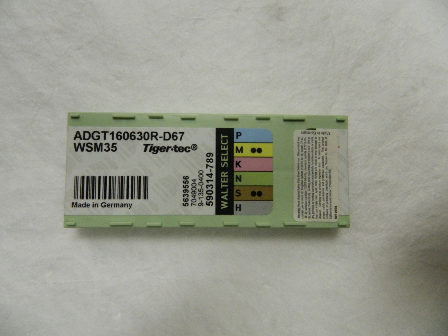 Walter-Valenite Carbide Milling Insert ADGT160630-D67 WSM35 Qty. 10 #5639556