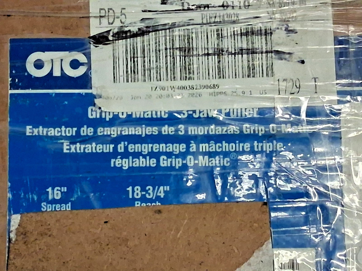 OTC Long Puller 16" Spread 17-1/2 Ton Capacity 1046