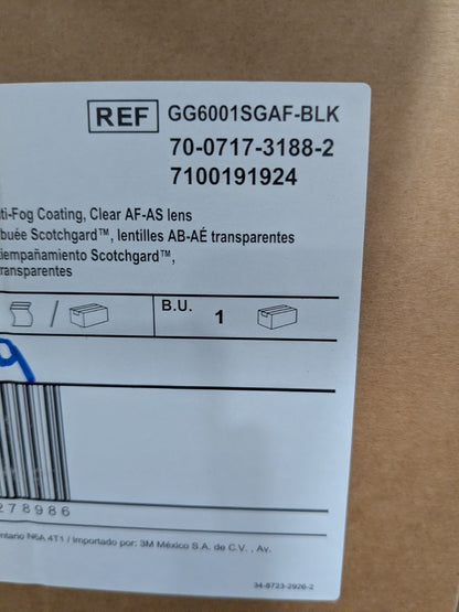 3M GoggleGear Black Shroud Scotchgard Anti-Fog Box of 9 7100191924