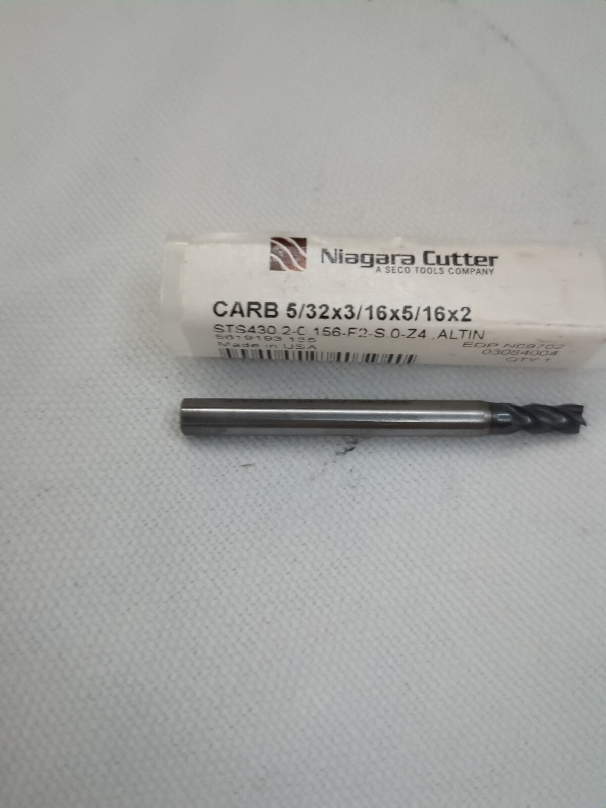 NIAGARA CUTTER Square End Mill: 5/32" Dia, 5/16" LOC, 4 Fl 03084004