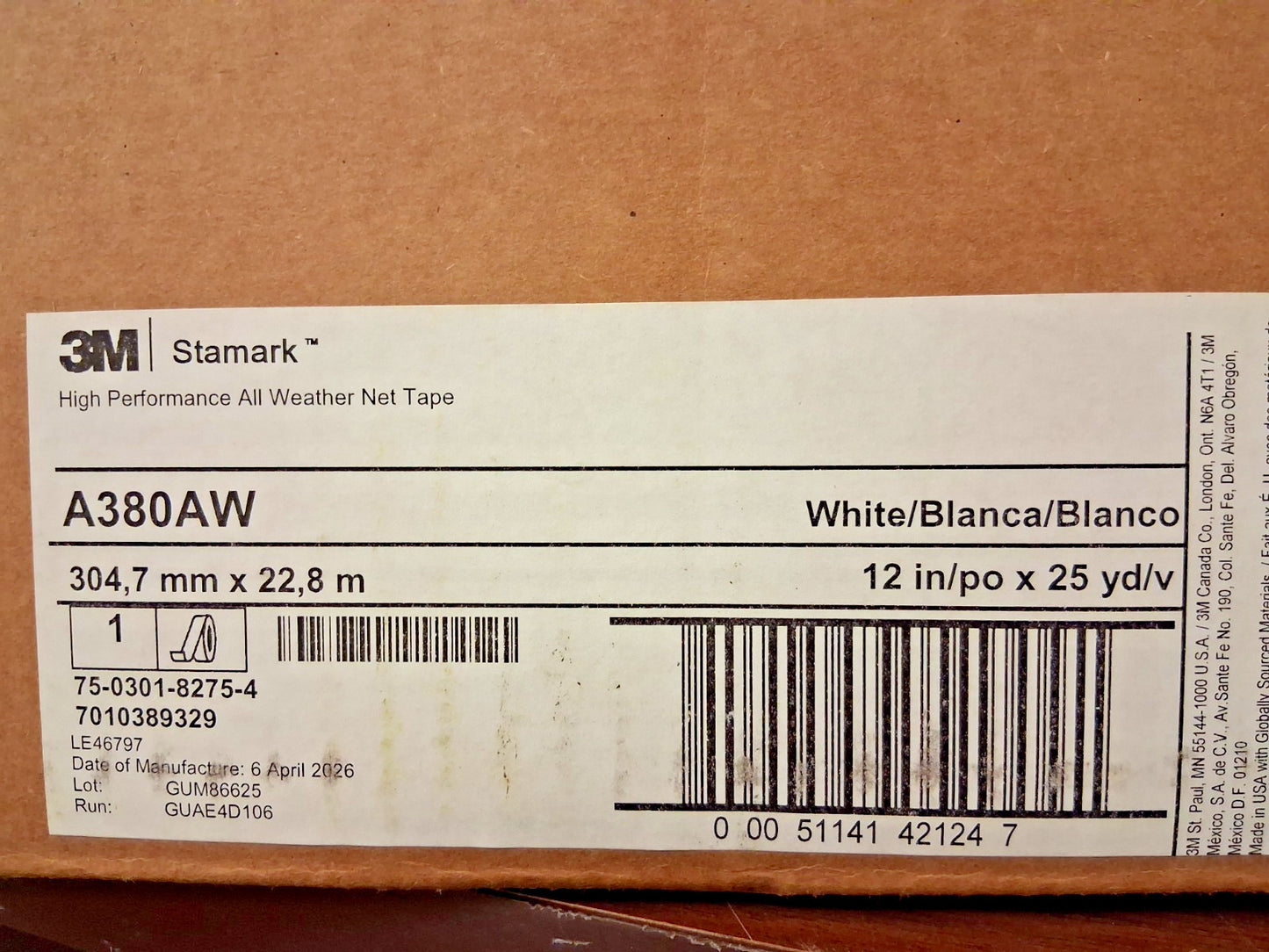 3M Rubber Reflective Tape 12" Wide 75ft Long 7010389329