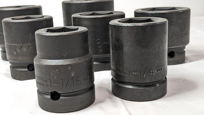 Proto 7 Pcs Impact Socket Set 1" Drive 6PT 1-1/16" to 2-3/16" J76103 INCOMPLETE