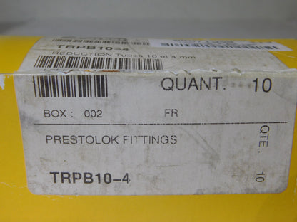 Parker Prestolok Brass Fitting TRPB 10mmx4mm Tube End Reducer QTY 10  TRPB10-4