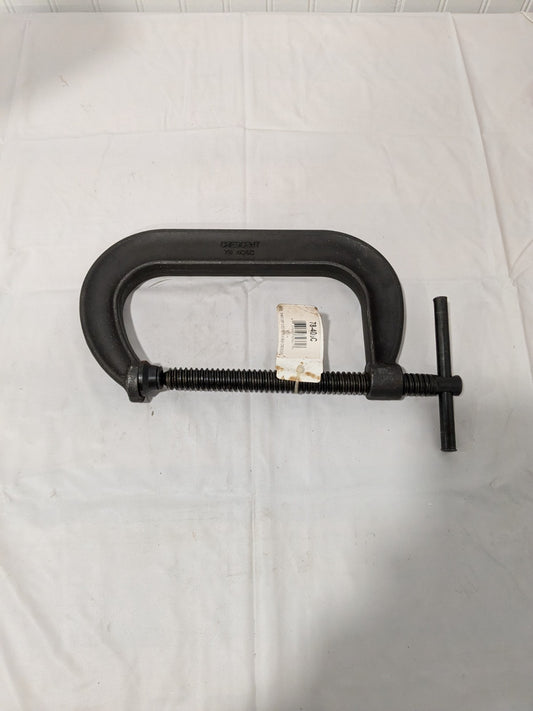Crescent C-Clamp: 6" Max Opening, 4-1/8" Throat Depth, Regular-Duty 78-406C