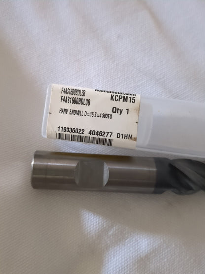 KENNAMETAL Roughing & Finishing End Mill: 16 mm Dia, 4 Fl carbide 4046277
