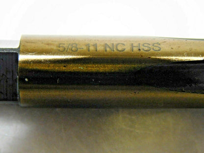 Hand Taps HSS Oxide/Gold Finish 5/8-11 UNC  3-13/16" OAL 4FL Qty 3 20743