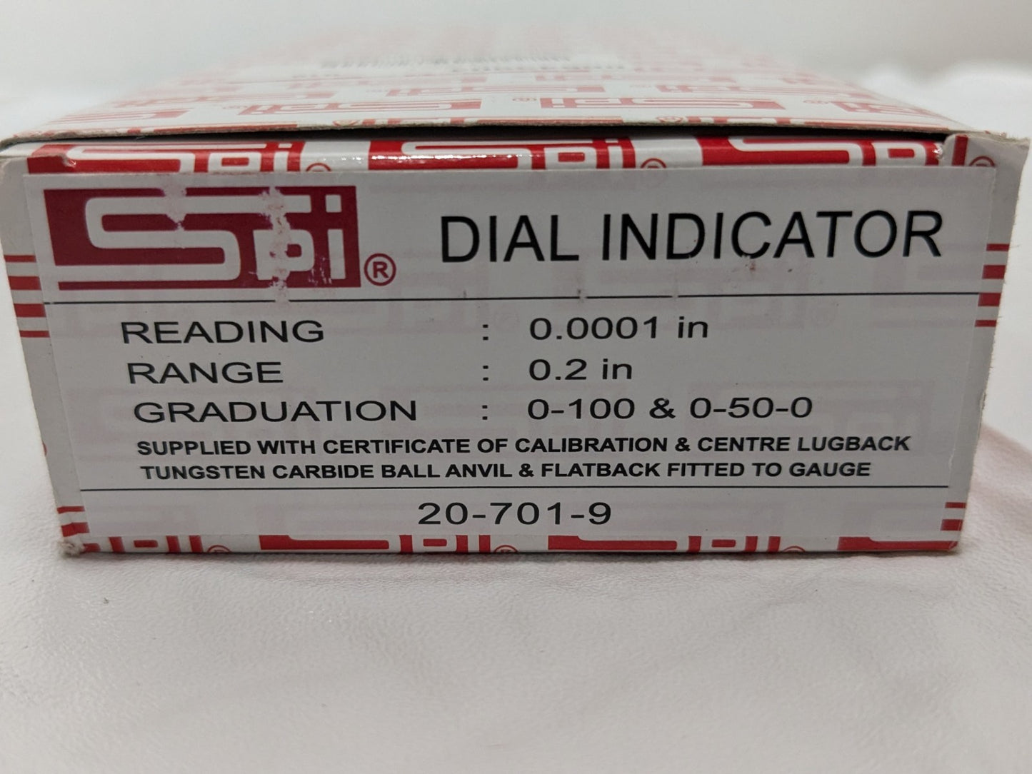 SPI Dial Drop Indicator 0.2" Range 0-100 & 0-50-0 Grad 0.0001" Reading 20-701-9