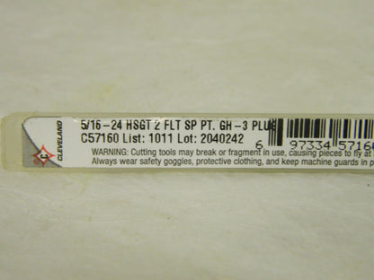 Cleveland High Speed Steel Spiral Point Tap 5/16"-24 UNF 2FL H3 QTY 6 C57160
