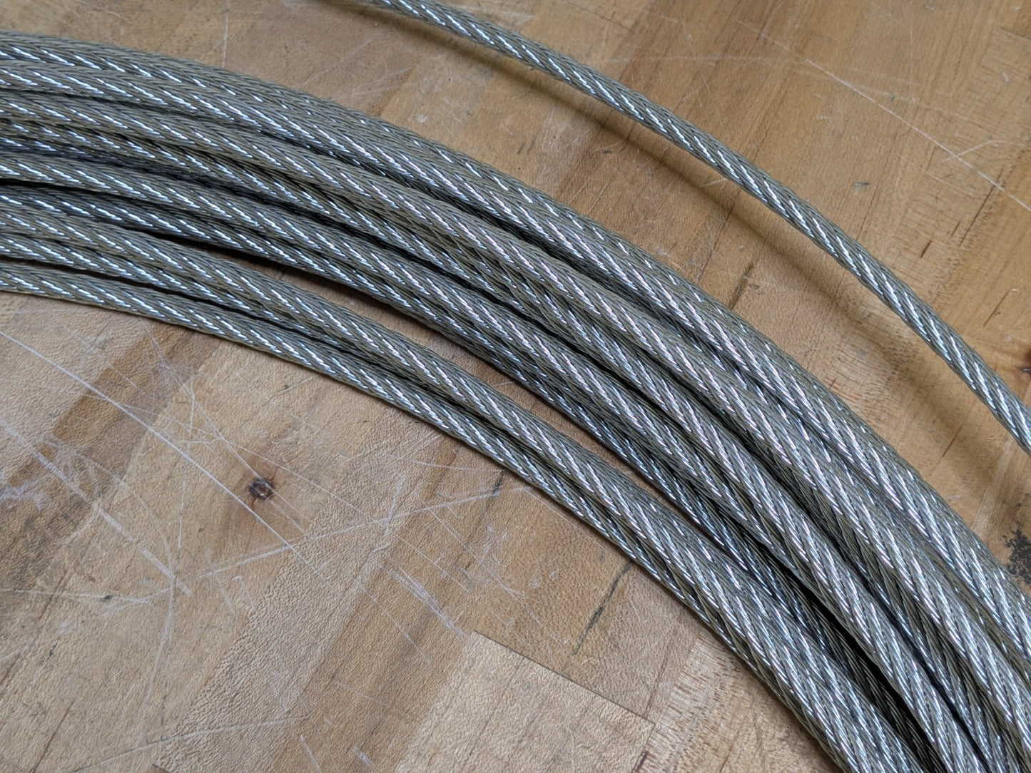 Galvanized Steel Aircraft Cable 1/4" Diameter 7 x 7 Strand Core 100 Ft. Approx.