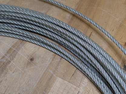 Galvanized Steel Aircraft Cable 1/4" Diameter 7 x 7 Strand Core 100 Ft. Approx.