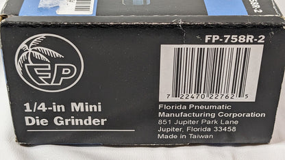 Florida Pneumatic Mini Air Die Grinder 1/4" Collet X 1/4" Inlet FP-758R-2
