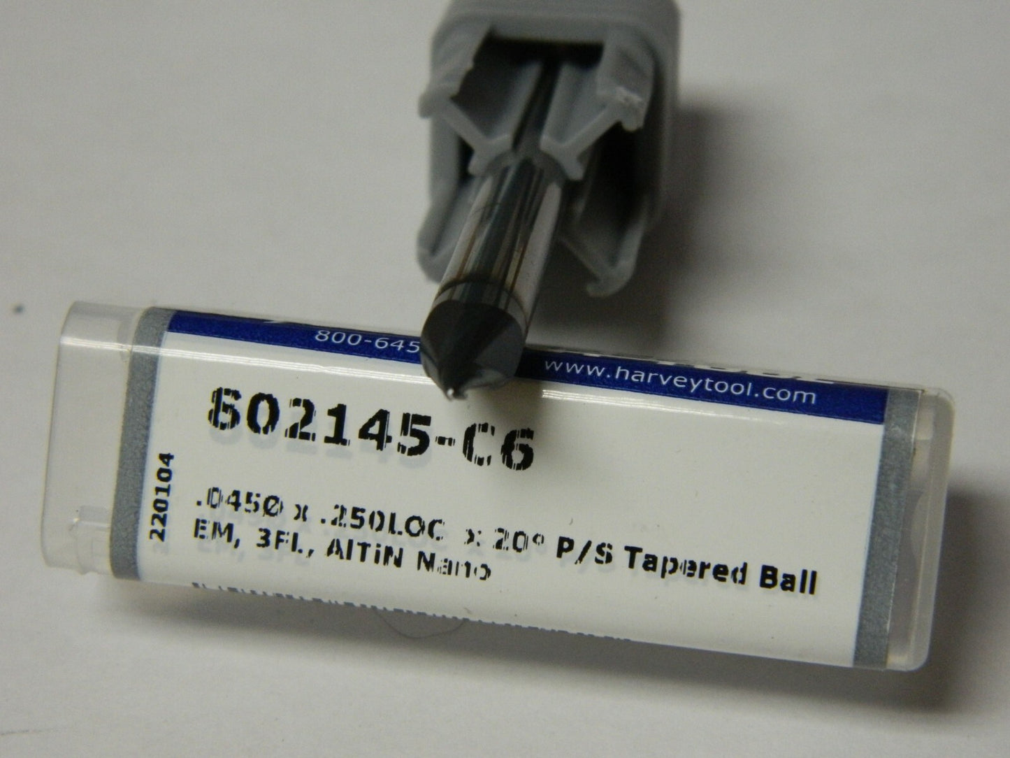 Harvey 20° per Side 0.045 Small End Diam 1/4 LOC 3-Fl Tapered Ball End Mill