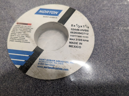 NORTON Surface Grinding Wheel: 8" Dia, 66253043712