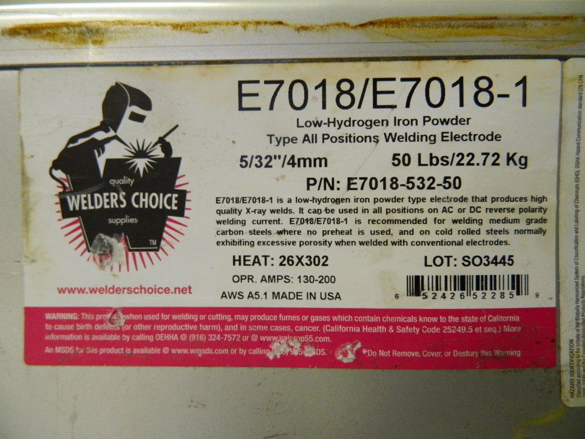 Welding Material Arc Welding Electrodes 50lbs 5/32" Dia Steel Alloy E7018-5