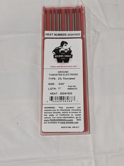 WELDER'S CHOICE TIG Welding Rod: 7" Long, 3/32" Dia Qty 10 59804310