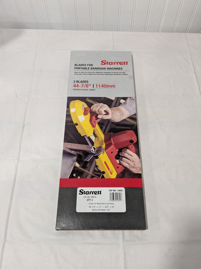 3PK Starrett Portable Bandsaw Blade: 3' 8-7/8" L, 1/2" W, 0.02" T, 18 TPI 14602