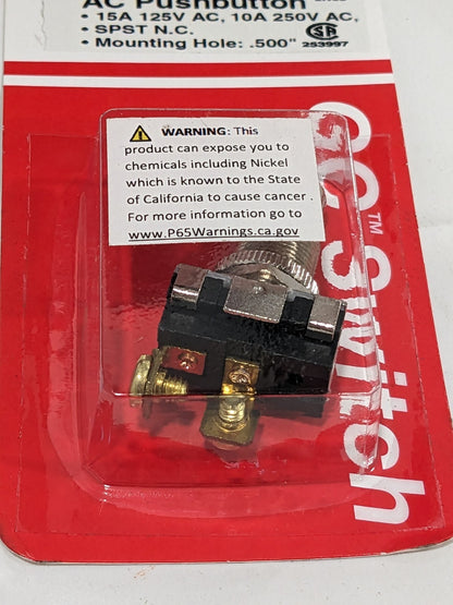 GC Electronics Switch Push Button On (Off) SPST Plunger 15A 35-3429