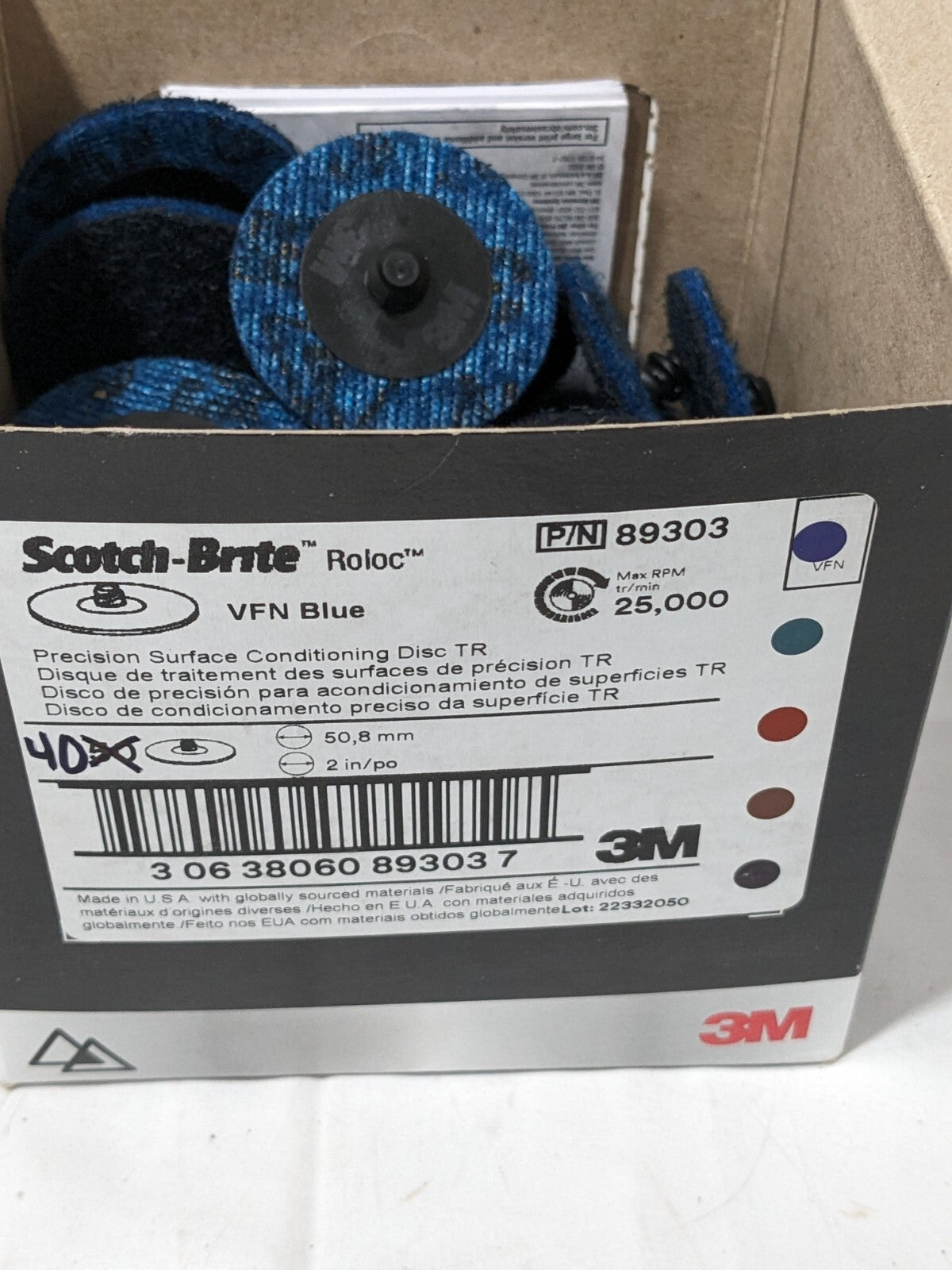 3M Quick-Change Disc Roloc TR, 2" Dia Premium Ceramic Alumina Qty 40 7100264173